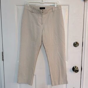 Talbots Khaki Seersucker Striped Cropped Pants Sz 6